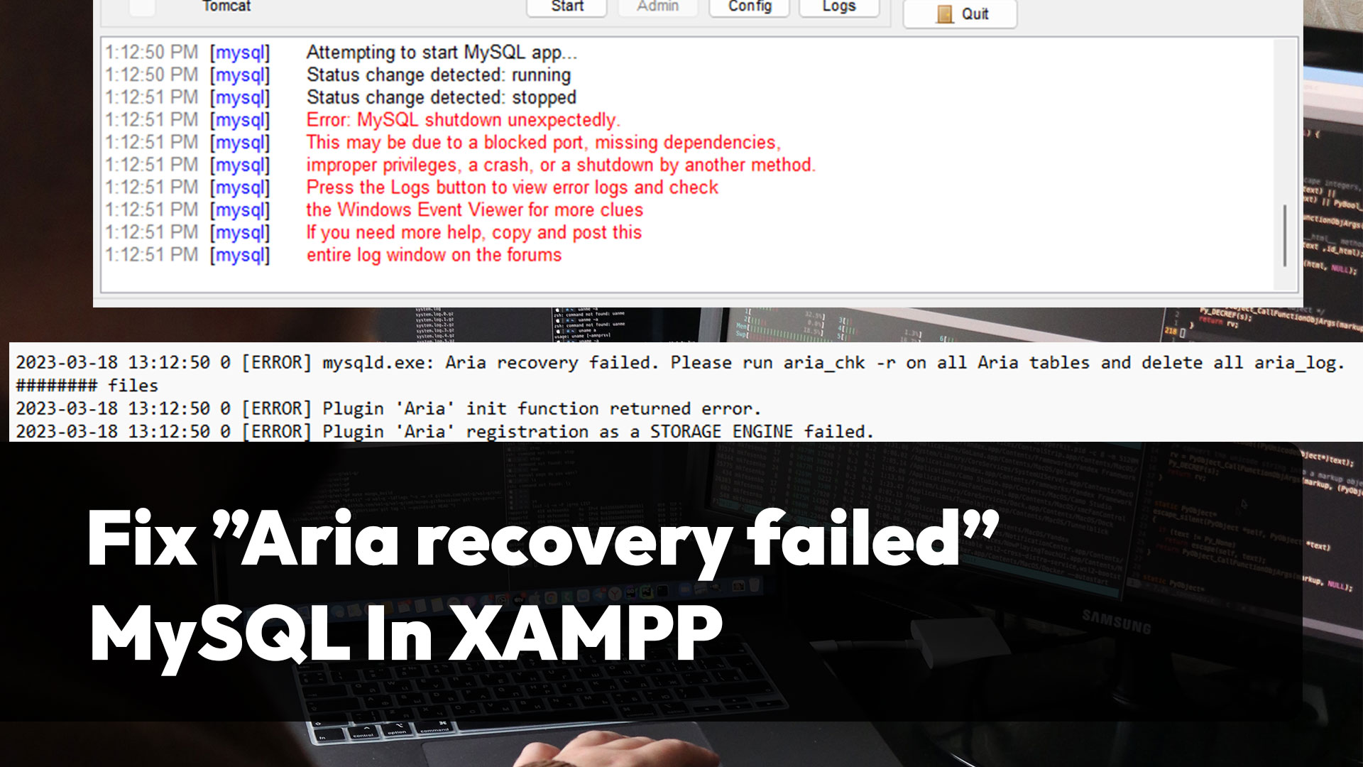 Fix "Aria recovery failed" in MySQL when using XAMPP