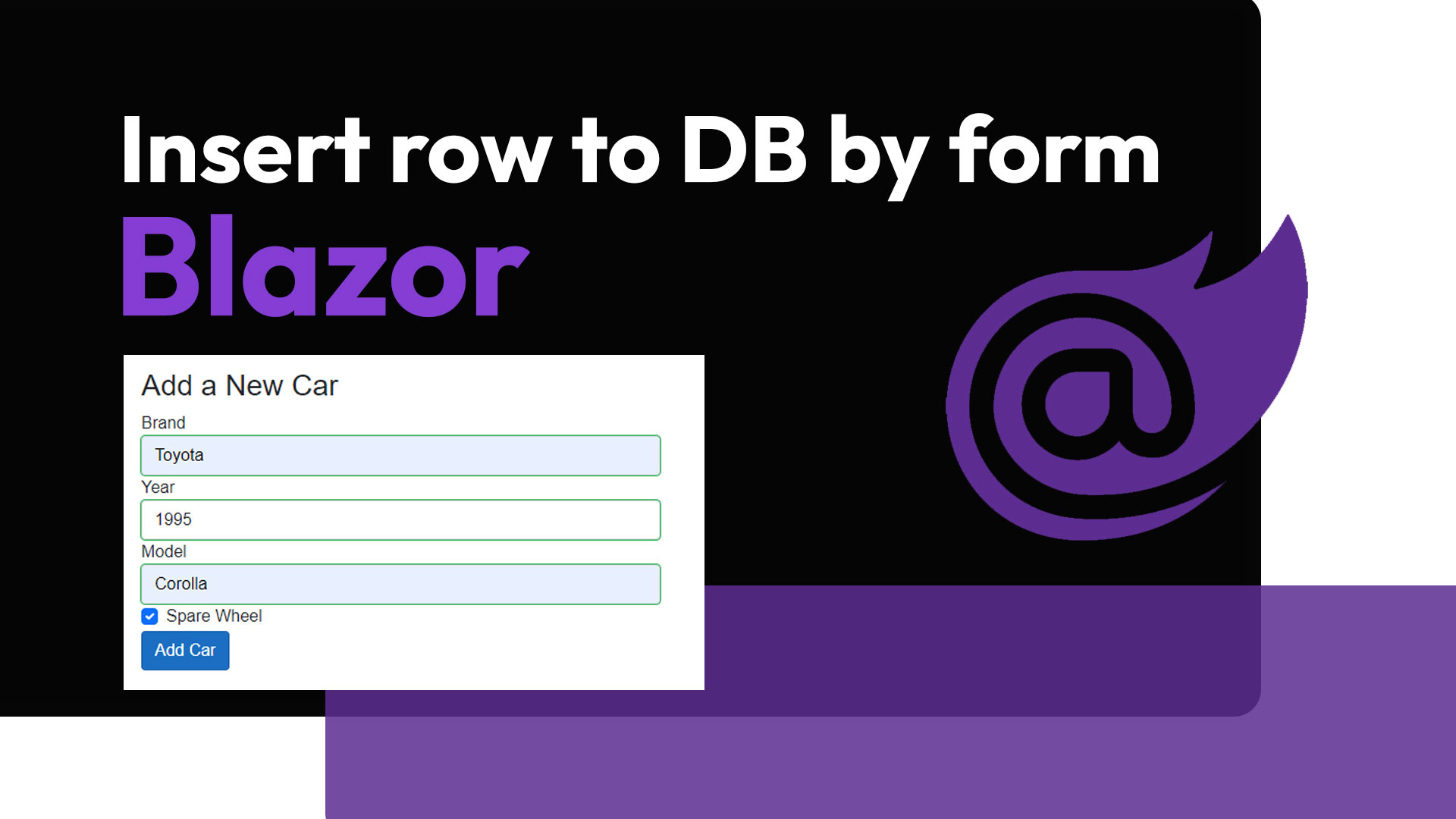 Insert row in database by a form using Blazor